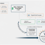 A flowchart diagram showing customer signals triggering personalized actions and leading to a sales conversion.